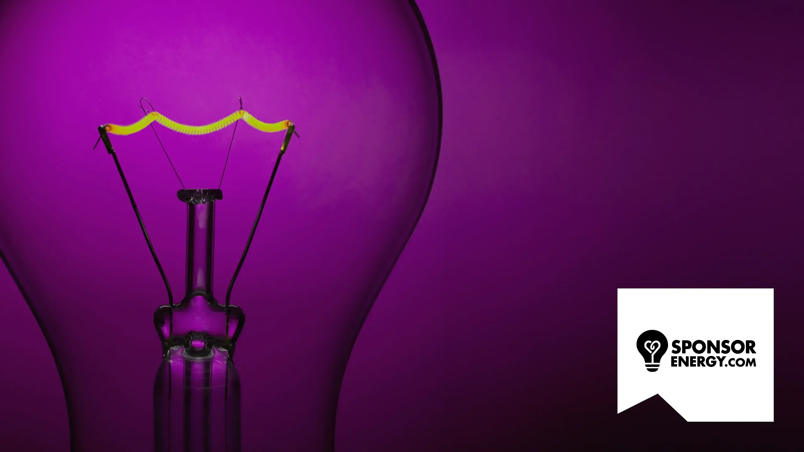 A light bulb filament against a purple background, with the Sponsor Energy logo on a white panel in the corner